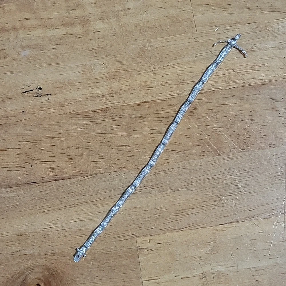 Simple Silver & Rhinestone Mod Bracelet - Picture 4 of 7